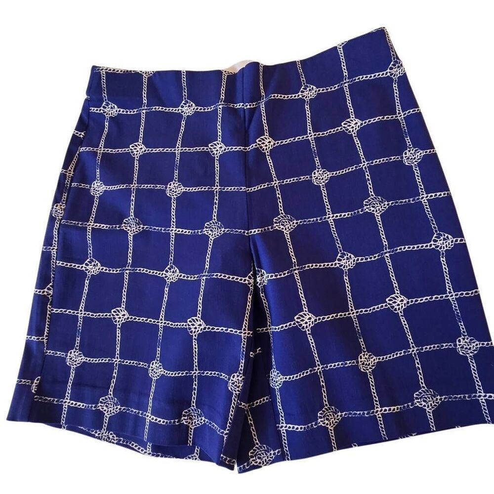 Chicos Perfect Stretch Womens Blue Nautical Rope Print Shorts Size XS